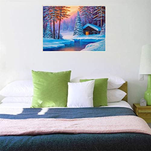 GZKLSMY DIY Diamond Painting Kits for Adults, Snow & Sunset Tree Full Drill 5D Diamond Art Painting Pictures Arts Craft for Home Wall Decor Gift