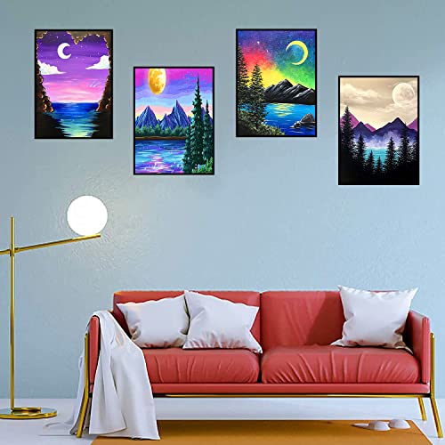 TINY FUN 12 Pack Diamond Painting Kits for Adults 5D Diamond Art Kit for Beginners, DIY Paint with Round Full Drill Diamonds Paintings Gem Art for Home Wall Decoration Gift (12X16 Inch
