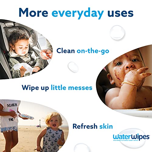 WaterWipes Plastic-Free Textured Clean, Toddler & Baby Wipes, 99.9% Water Based Wipes, Unscented & Hypoallergenic for Sensitive Skin, 240 Count (4 packs), Packaging May Vary