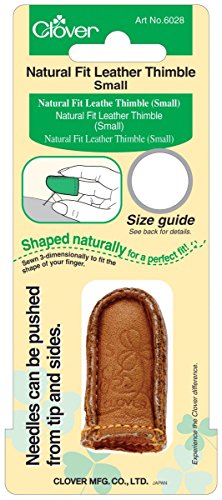 Clover Natural Fit Leather Thimble Small, Lt. Brown