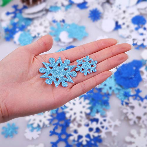 Aneco 500 Pieces Glitter Snowflakes Foam Stickers Self-Adhesive Winter Snowflake Stickers for Christmas Party and DIY Craft Projects