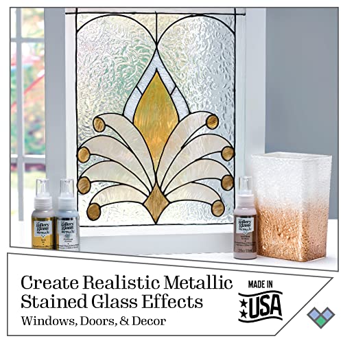 Gallery Glass Gold Stained Glass 2 fl oz Brilliant Metallic Finish Paint, Perfect for Easy to Apply DIY Arts and Crafts, 19677