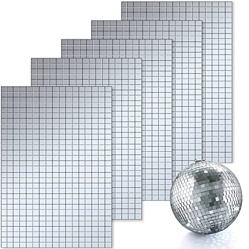 3600 Pieces Mirrors Mosaic Tiles Disco Ball Mirror Tiles Self-Adhesive Real Square Glass Mirror DIY Tiles for Craft DIY Glass Tiles Decorations Making (Silver,0.2 Inch)