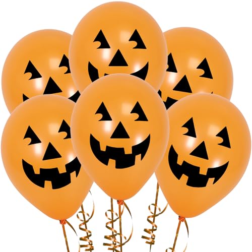 Orange Latex Pumpkins Balloons - 12" (Pack of 6) - Perfect for Halloween Parties