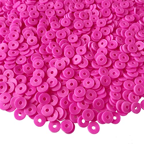LIMAOLLY 3000 Pieces Flat Clay Beads Round Heishi Vinyl Beads Polymer Spacer Beads for Making Bracelet Necklace Earring Accessories Handmade Decorations (Rose Red)