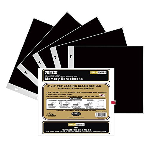 Pioneer Black Refill Pages for 8 Inch by 8 Inch Memory Books