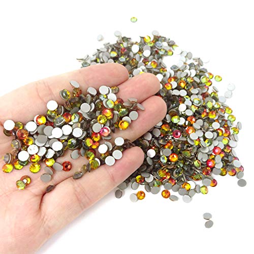 Honbay 1440PCS 5mm ss20 Sparkly Round Flatback Rhinestones Crystals, Non-Self-Adhesive (Red Flame)