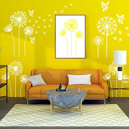 4Pcs Large Dandelion Stencils for Painting Wall 11x14 Inch Reusable Large Flowers Butterfly Stencils for Painting on Wood Canvas Furniture Wall Tabletop (Dandelion)