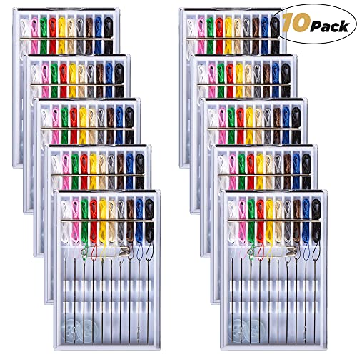 10 Boxes Travel and Home Quick Fix Sewing Kit Pre Threaded Needle Kit Assorted Color