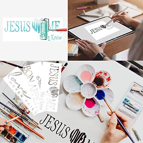 Angoo Word Stencils for Painting on Wood,Home Decor, Bedding DIY Art Stencils Reusable Stencils Jesus Love Lunch Letter for Drawing