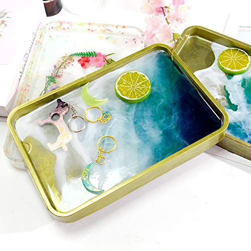 LBFNKCH Resin Tray Molds, Large Rolling Rectangular Tray Molds for Resin, Silicone Tray Molds with Edges for Epoxy Casting, DIY Jewelry Holder, Home Decoration, Agate Tray, Fruit Snack Tray