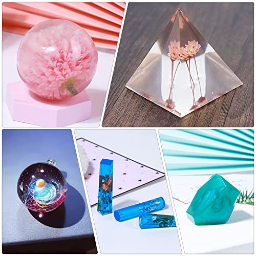 Silicone Resin Molds Kit 26PCS, Epoxy Resin Molds, Large Resin Casting Molds with 12 Glitter Sequins for UV Resin Casting, Including Sphere, Cube, Pyramid, Square, Coaster, Stone & Pendants