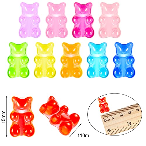 150 Pieces Christmas Charms Gummy Resin Bear Flatback Candy Bear Charms Cartoon Colorful Bear Cabochons for Nails DIY Scrapbooking Craft Phone Case Decoration Jewelry Making (Classic Colors,11 x 15 mm)