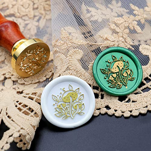 SWANGSA Mushroom Wax Seal Stamp, Vintage Wood Stamp Removable Brass Head Sealing Stamp, Great for Decorating Wedding Party Invitations Envelopes Gift Packing