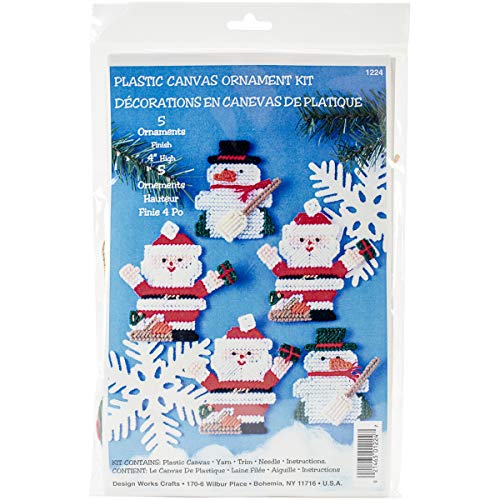 Tobin Santa and Snowman 7 Count Ornaments Plastic Canvas Kit