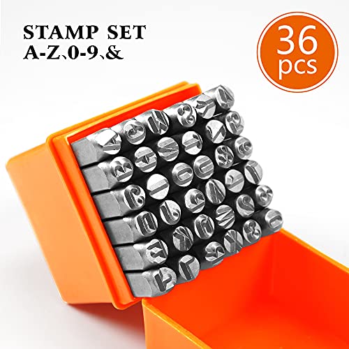 SEEKQUA 36-Piece Number and Letter Stamp Set (A-Z & 0-9), Metal Stamp Kit Punch for Imprinting Metal, Plastic, Wood, Leather. (6mm)