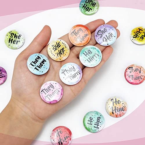 120 Pcs Pronoun Badges Pins Gender Identity Pins Round They Them Pronoun Pin Buttons Multiple Colors Pronoun Pinback for Shirts Clothes (Classic Style)