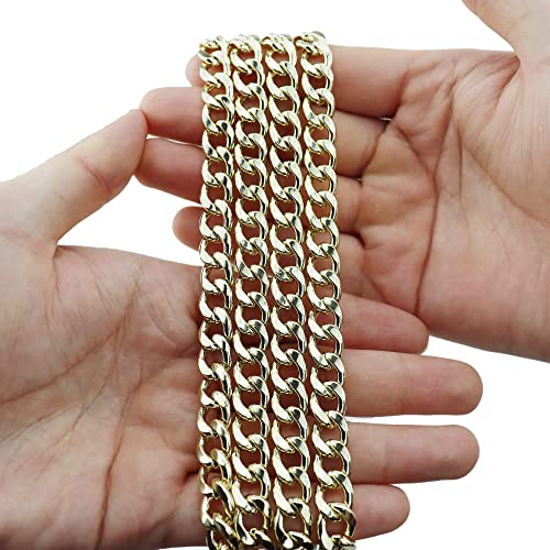 HEEHEE 31.5" Purse Chain Strap More Upscale Color Tone Wearing Comfortable 0.4" Wide Extra Thick Metal Flat Chains Replacement Straps with Buckles Light Gold 1 PCS for Shoulder Cross Body Handbag