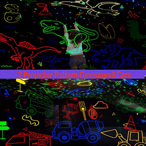 HONGID Night Light for Kids,Dinosaur Night Light Projector for Kids Toddler Boys,2 in 1 Toys for 3-8 Year Old Boys,Chirstmas Xmax Birthday Gifts for Children,Baby Toys Stocking Stuffer-Light Black