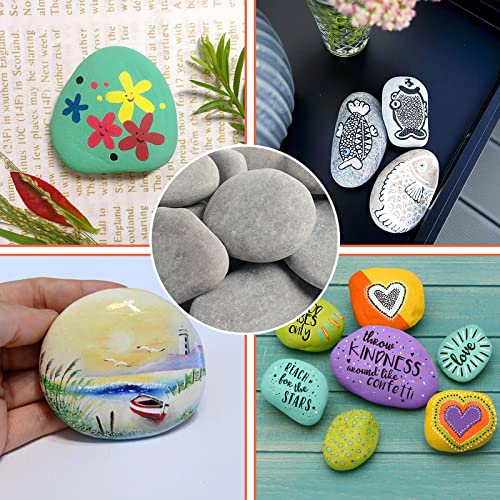 35 River Rocks for Painting, Painting Rocks Bulk for Adults, 2-3 Inches Craft Rocks, Flat Rocks for Painting, Smooth Painting Rocks for DIY Project, Gray Kindness Stones for Family Time