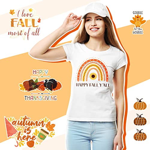 50+ Patterns Iron on Vinyl Patches Fall HTV Fall Shirt Iron on Thanksgiving Heat Transfer Vinyl Iron on Decals for T-Shirts Fabric DIY Craft Decorations