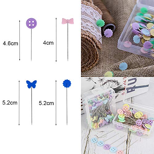 400 Pieces Flat Head Straight Pins, BetterJonny Flower Button Head Sewing Pins Quilting Pins Decorative Pins for DIY Craft Dressmaker Assorted Colors