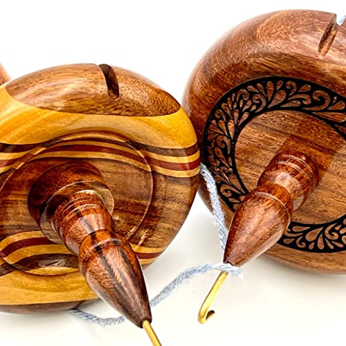 Revolution Fibers Premium Artisan Top Whorl Drop Spindle for Beginner & Advanced Hand Spinning - 11 inch Shaft | 3.25 inch Whorl Diameter | Multi-Wood Satin Finish | Spin Roving into Yarn
