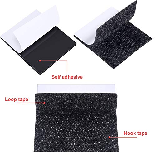 2.8x2.8 inch Hook and Loop Strips with Adhesive Heavy Duty Fasteners Strips 12 Sets Sticky Back Mounting Tape (Black, 2.8x2.8 inch-12 Sets)