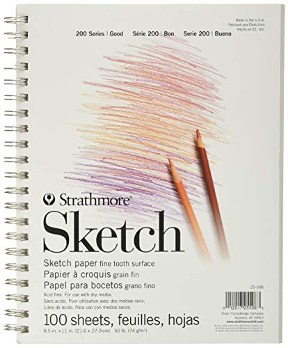 Strathmore (25-508 STR-025-508 100 Sheet Sketch Pad, 8.875 by 11", 8.5"x11", White