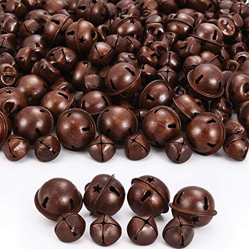 250 Pieces Christmas Jingle Bells Metal Star Cutout Jingle Bells and Craft Bells for Home Party Decorations Craft Daily Decorations DIY Bells (Rusty)