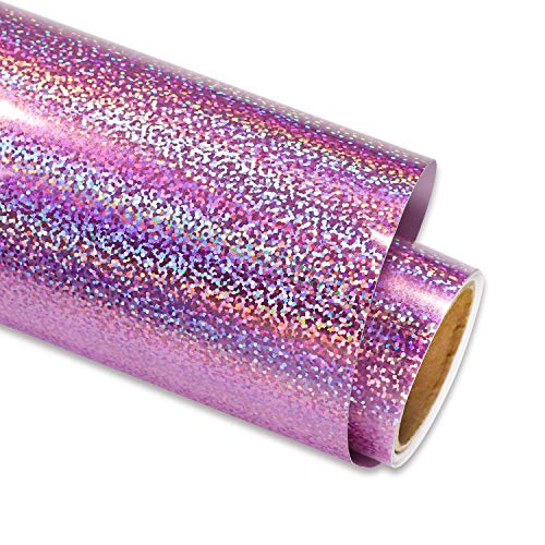 Pink Holographic Sparkle Permanent Adhesive Craft Indoor Vinyl for DIE-Cutter,for DIY Tumblers,Sparkle Pink Vinyl