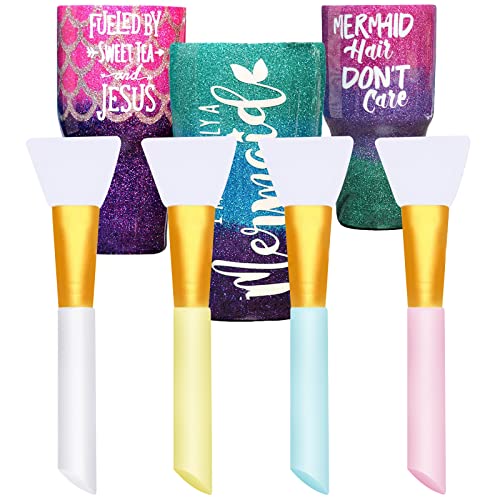 Silicon Epoxy Brushes Set for Making Epoxy Glitter Tumblers, Reusable Flexible Epoxy Application Sticks for Spreading an Even Coat of Epoxy Resin on Tumblers and Cups (Pack of 4)