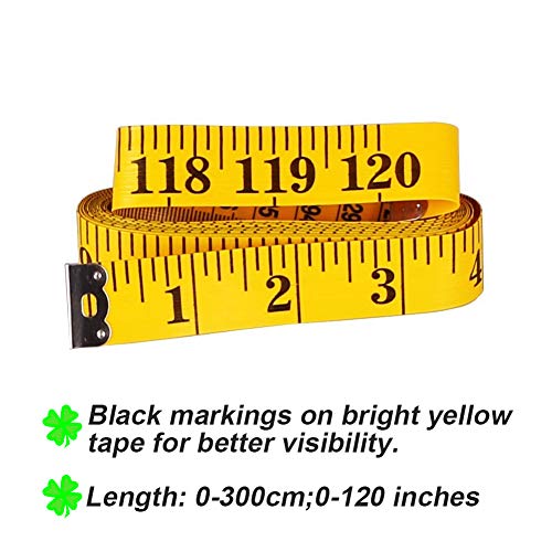 SumVibe Soft Tape Measure 120 Inches/300cm, Pocket Measuring Tape for Sewing Tailor Cloth Body Measurement, Yellow 3-Pack