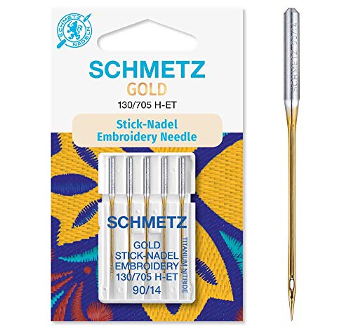 25 Schmetz Gold Titanium Embroidery Needles Size 90/14 130/705 H-ET