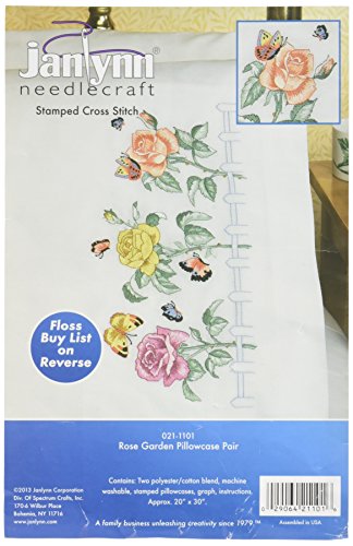 Janlynn Embroidery Kit Rose Garden Pillowcase Pair