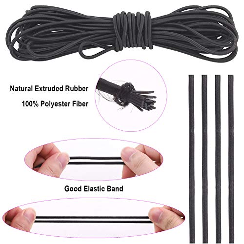 Swpeet 105Pcs Round Single Hole Plastic Cord Locks for Spring Toggles Stoppers and 11 Yards Elastic Cord for Drawstrings Non-Slip Cord Stopper Adjustable Buckler for Suppliers Shoelaces Clothing