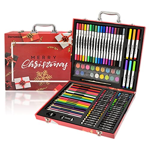 Darnassus 132-Piece Art Set, Deluxe Professional Color Set, Creating Gift Box, Art Set Crafts Drawing Painting Christmas Kit for Kids and Adult, Girls Boys
