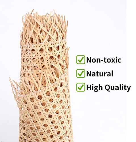 14" Width Cane Webbing 3.3Feet, Natural Rattan Webbing for Caning Projects, Woven Open Mesh Cane for Furniture, Chair, Cabinet, Ceiling