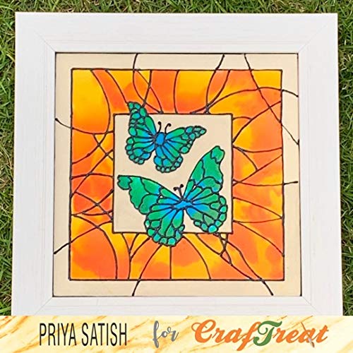CrafTreat Butterfly Stencils for Painting on Wood, Canvas, Fabric, Wall and Tile - Stained Glass Butterflies Stencils - 6x6 Inches - Reusable DIY Art and Craft Stencils for Painting on Glass Bottles