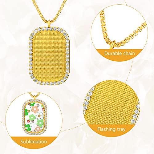 Hicarer 9 Pieces Sublimation Necklaces for Women Heat Transfer Blank Necklace Blank Base Pendant with 9 Pieces Heat Transfer Sheets and High Temperature Glue