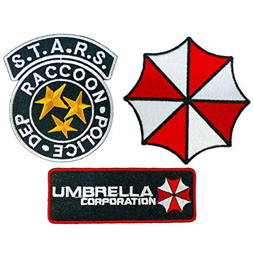 Graphic Dust Umbrella Corp Badge Biohazard Iron On Patch Logo S.T.A.R.S. Police Star Raccoon Badge