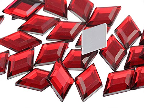 Allstarco 11x18mm Flat Back Diamond Acrylic Rhinestones Plastic Gems for Jewelry Making Costume Jewels Cosplay Embelishments - 35 Pieces (Red Ruby H103)