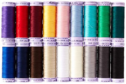 Mettler Silk Finish Cotton Thread Set | Assorted 18 Pcs, Colors May Vary, Piece