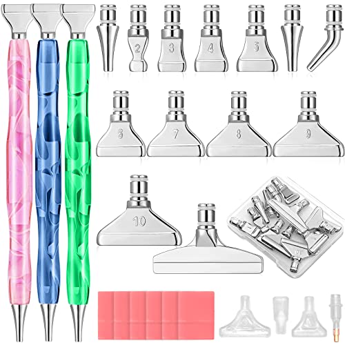 ZYNERY 40 PCS Diamond Painting Pen Kit, 13 PCS Stainless Steel Metal Tips with 3 Resin Diamond Art Pens, 12 Clay, Diamond Painting Accessories Tools for 5D DIY Craft (Silver)