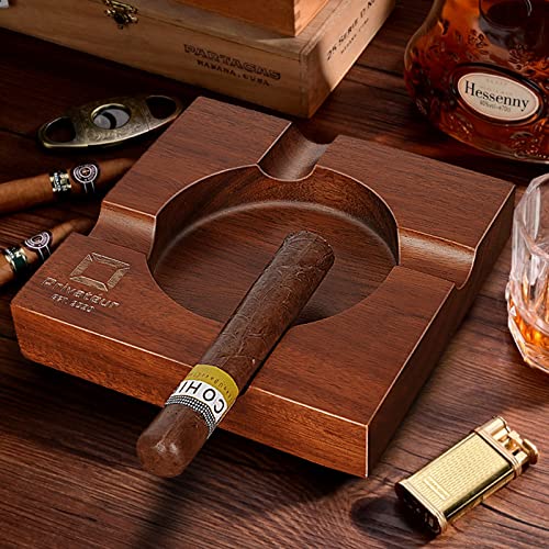 Privatéur Cigar Cigarettes Wooden Ashtray- Ashtrays for men luxury, Accessories, Gift Set Men, Outdoor Ash Tray, Home Ashtrays, Vintage Large Trays Patio/ Garden/ Indoor, 5.9 X 1.18in, (PVTA4)