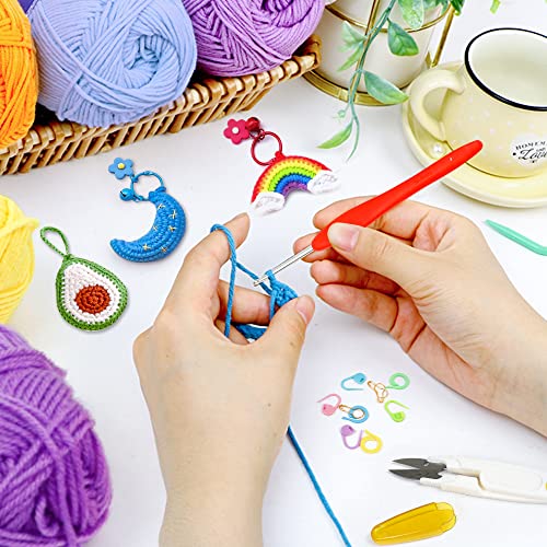 113 Piece Crochet Kit with Yarn Set–1600 Yards Assorted Yarn for Knitting and Crochet, 73PCS Crochet Accessories Set Including Ergonomic Hooks, Knitting Needles & More Ideal Beginner Kit