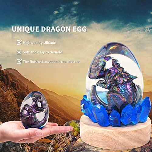 Dragon Egg Resin Mold, Dragon Egg Mold for Resin Casting with Lamp Base, 3D Dragon Egg Epoxy Resin Silicone Mold Set for DIY Resin Epoxy Casting Craft, Polymer Clay, Home Decoration, Gift