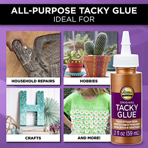 Aleene's Original 2 fl. oz. 6-Pack, America's Favorite Tacky Glue, 6 Pack, Ideal for Slime, Crafts and School Projects