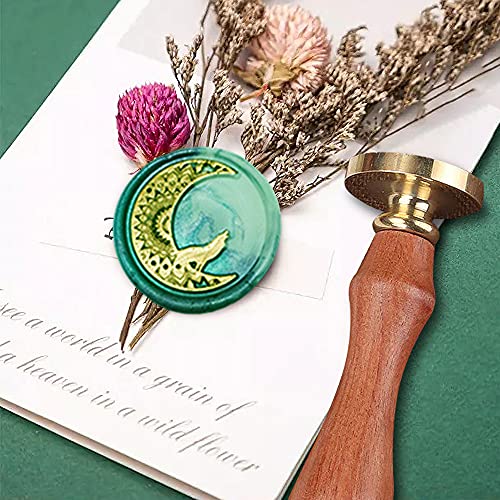 Wax Seal Stamp, Afobby Animal Sealing Wax Stamp with Removable Brass Head and Rosewood Handle, Retro Wolf Wax Seal Stamp for Wedding Envelopes Invitations medium
