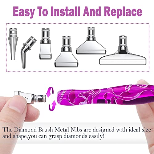14PCS Diamond Painting Pen Accessories Tools Set, Exquisite Stainless Steel Metal Pen Tips,Ergonomic Diamond Art Drill Pen and 6 Painting Glue Clay,Comfort Grip and Faster Drilling (14PCS-Purple)
